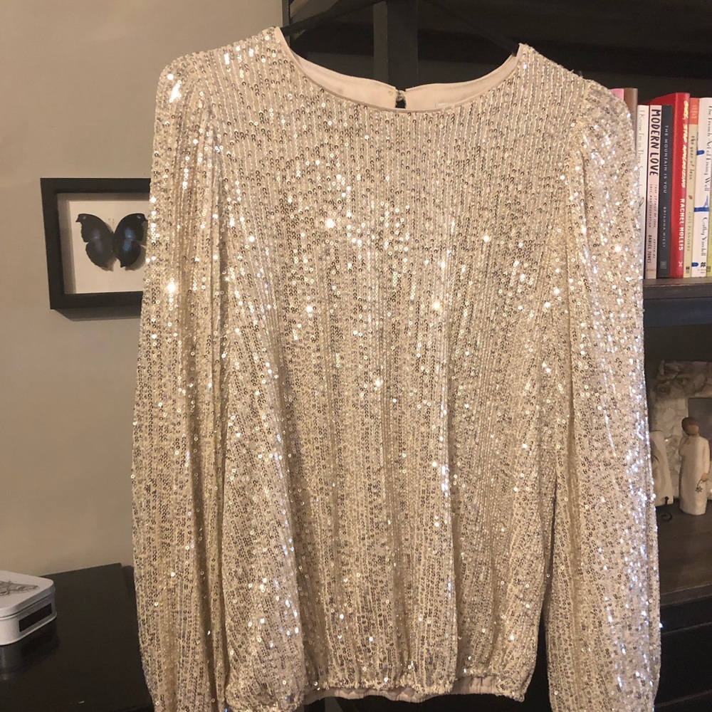 Anthropologie Flat White sparkly top